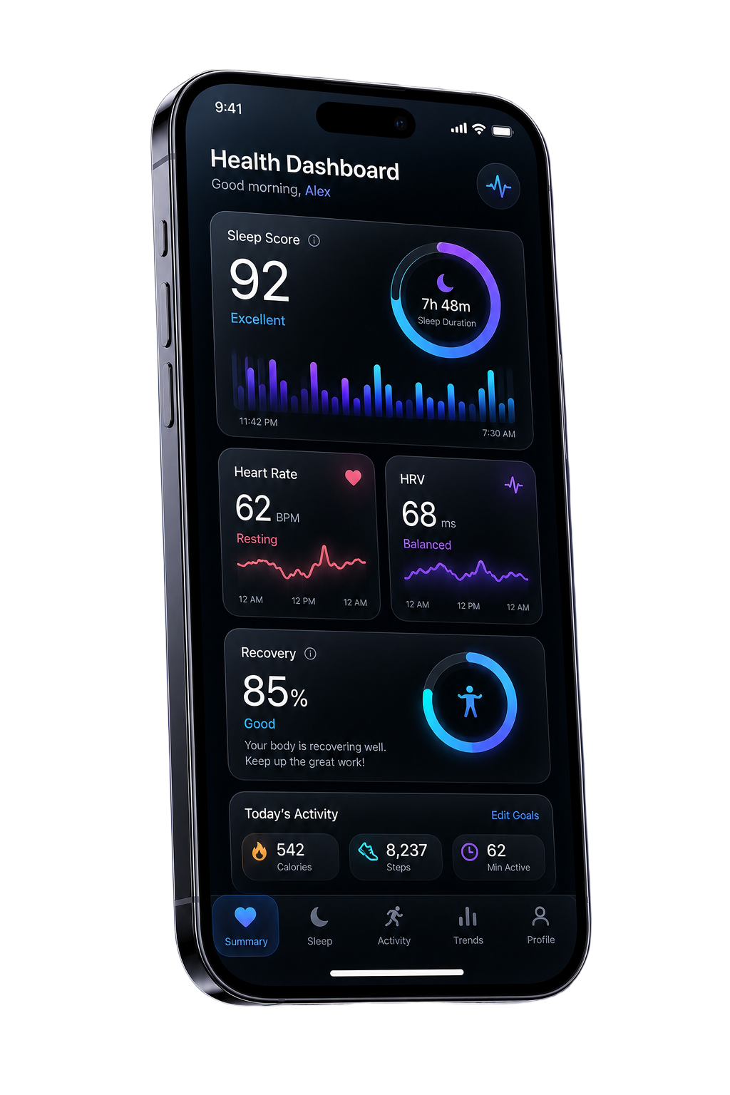 HealthRing app dashboard